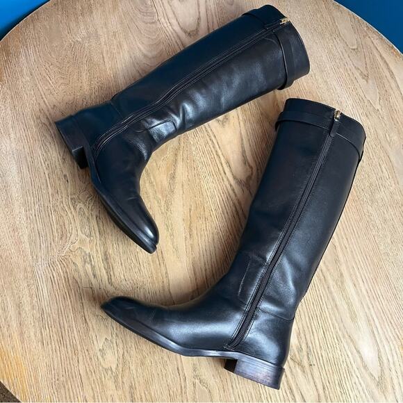 Tory Burch Everly Knee High Leather Riding Boots Tall Black Equestrian Women’s 7 - Picture 8 of 13